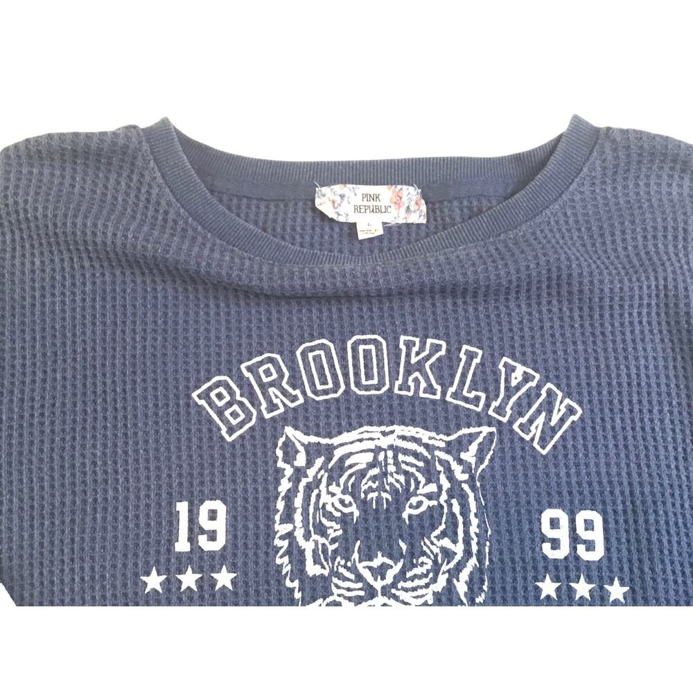 Pink Republic Brooklyn 1999 Allstars Thermal Blue Top L NWT